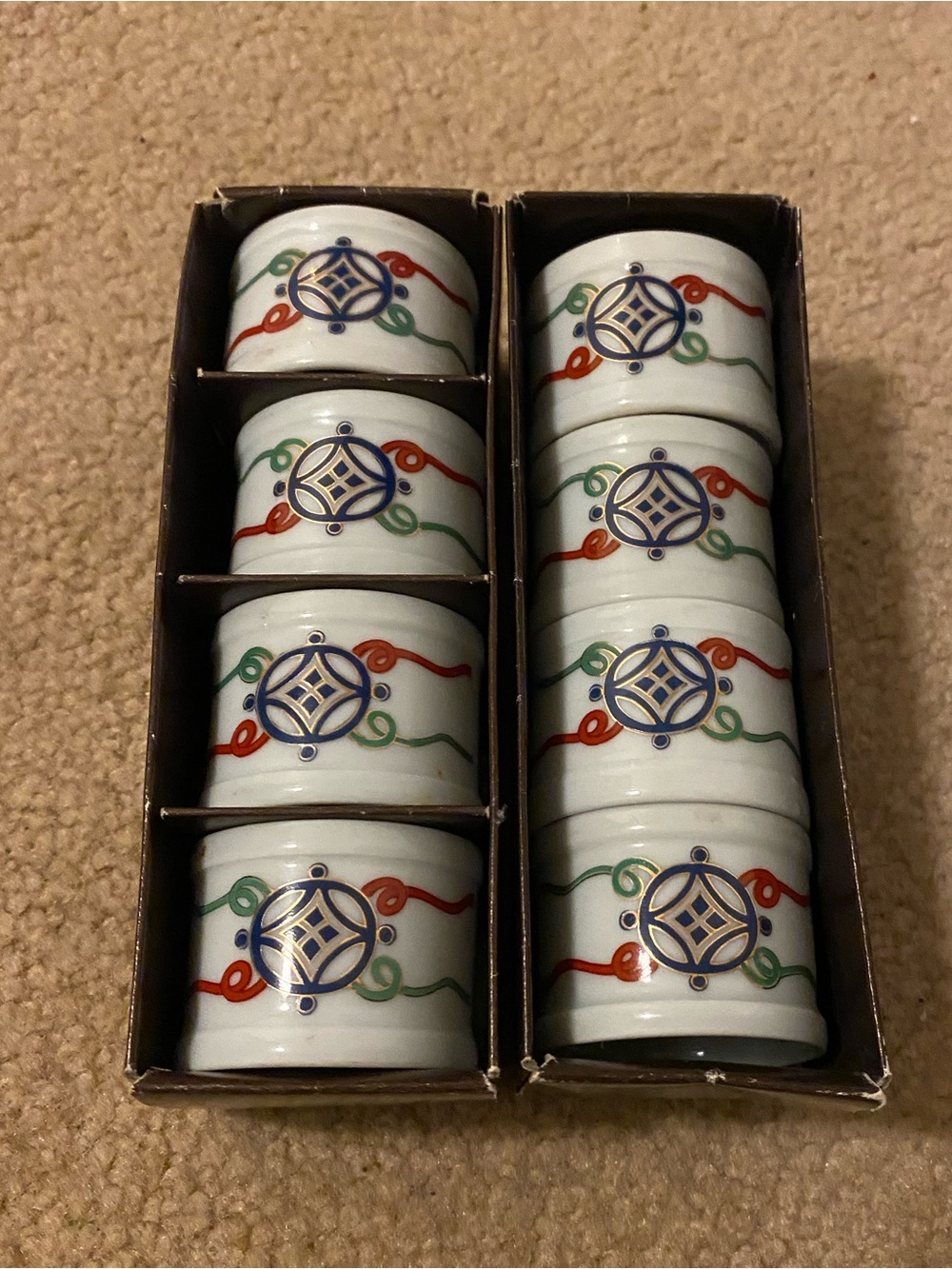 Vintage Imari Porcelain Napkin Rings by Vera Neumann Set of 8